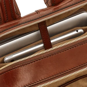 Men’s Leather Laptop Backpack Two Zips