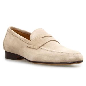 Zenvora Men’s Handmade Beige Suede Loafers Manfredo
