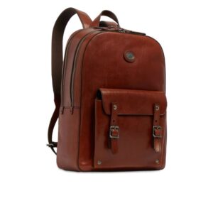 Zenvora Men’s Leather Laptop Backpack Double Zip