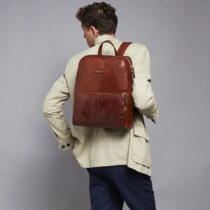 Zenvora Men’s Leather Laptop Backpack One Zip