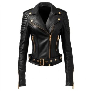 Black Leather Biker Jacket Women
