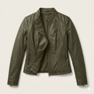 Faux Leather Zip Up Moto Jacket Women