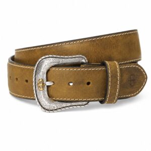 Zenvora Men’s Contrast Stitch Western Leather Belt