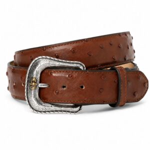 Zenvora Men’s Ostrich Western Tab Belt